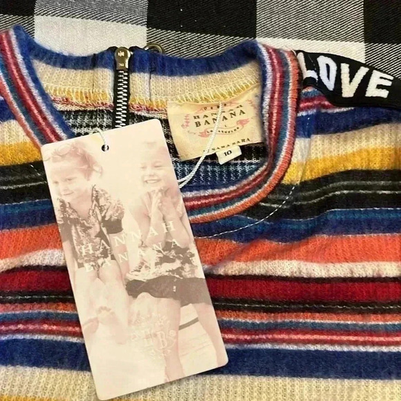 Hannah Banana NEW Striped Sweater Dress Flutter Sleeve Size 10 - Picture 4 of 6